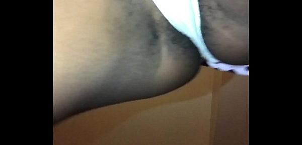  slim booty smoking in white panties on bed upskirt
